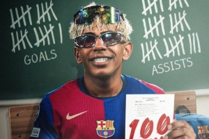 九游官方平台-巴萨百场里程碑！BR海报祝贺亚马尔：21 球、33 助攻、三座奖杯